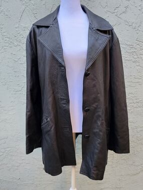 Vtg Misuri "Arte Del Cuoio" Firenze Italian Leather Jacket Coat Black XL